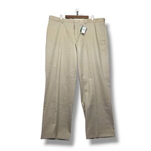 L.L. Bean Chinos Men's 42 Wrinkle Free Khaki Plain Front Classic Fit NWT Cotton